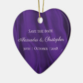 Paarse Zijderoute Bewaar de Datum Keramisch Ornament (Links)