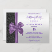 Paarse Zijderoute Zwarte Sequins 18e verjaardag Kaart (Voorkant)