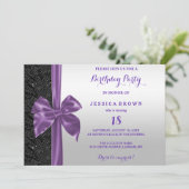 Paarse Zijderoute Zwarte Sequins 18e verjaardag Kaart (Staand voorkant)