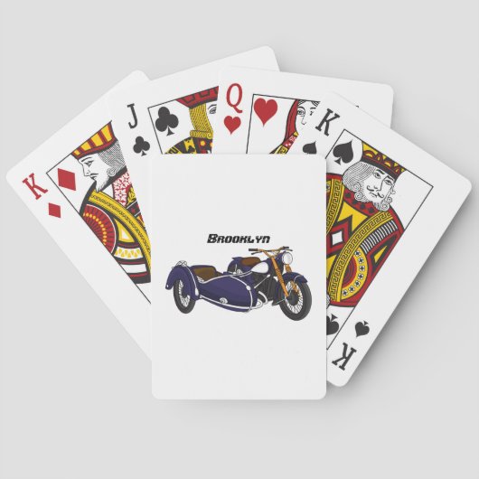 Paarse zijspan motor illustratie pokerkaarten (Achterkant)