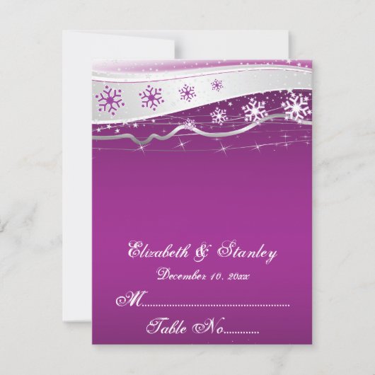 Paarse, zilsgrijze sneeuwvlok tafelkaart voor de b kaart (Voorkant)