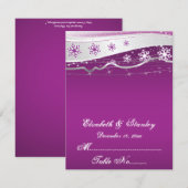 Paarse, zilsgrijze sneeuwvlok tafelkaart voor de b kaart (Voorkant / Achterkant)