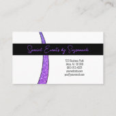 Paarse zilver faux glitter professionele foto visitekaartje (Achterkant)