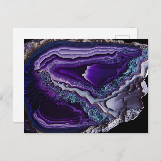 Paarse zilver Gemstone Acrylpour Art Briefkaart (Voorkant / Achterkant)