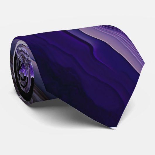 Paarse zilver Gemstone Acrylpour Art Stropdas (Opgerold)