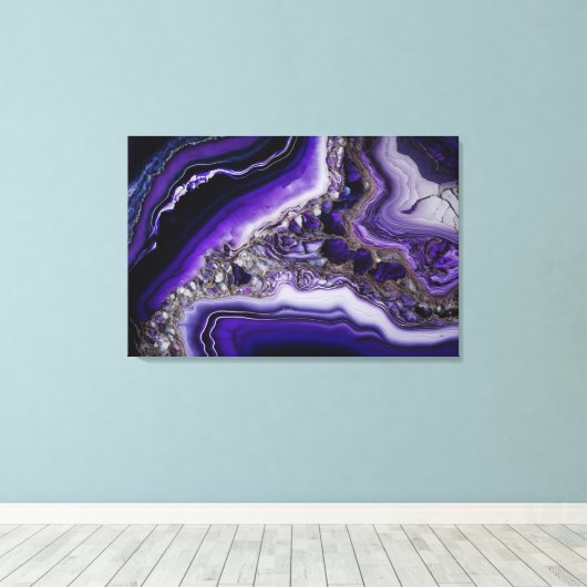 Paarse zilver Gemstone Acrylzuur Canvas Afdruk (Insitu (Houten vloer))