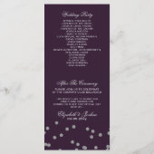 Paarse Zilver Glitter Confetti Elegant Wedding Programmakaart (Achterkant)