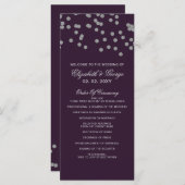 Paarse Zilver Glitter Confetti Elegant Wedding Programmakaart (Voorkant / Achterkant)