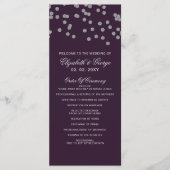 Paarse Zilver Glitter Confetti Elegant Wedding Programmakaart (Voorkant)