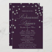 Paarse Zilver Glitter Confetti Rehearsal Dinner Kaart (Voorkant / Achterkant)