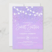 Paarse zilver Glitter Sparkles Sweet 16 Kaart (Voorkant)