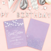 Paarse zilver Glitter Sparkles Sweet 16 Kaart
