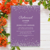 Paarse zilver Glitter WeddingRehearsal Dinner Save The Date