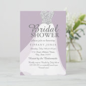 Paarse zilver Glitter White Dress Vrijgezellenfees Kaart (Staand voorkant)