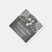 Paarse Zilver Grijs Bloemen Rustiek Mason Jar Wedd Servet (Hoek)