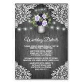 Paarse Zilver Grijs Bloemen Wedding Insert Kaarten (Voorkant)