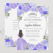 Paarse zilver prinses Tiara Quinceañera in Kaart (Voorkant / Achterkant)