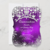 Paarse zilver Quinceanera 15e winter Wonderland Kaart (Voorkant)