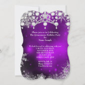 Paarse zilver Quinceanera 15e winter Wonderland Kaart (Achterkant)