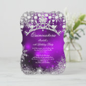 Paarse zilver Quinceanera 15e winter Wonderland Kaart (Staand voorkant)