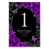 Paarse Zilver Quinceanera Kaart (Achterkant)