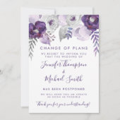 Paarse & Zilver Waterverf Huwelijk Planwijziging Kaart (Voorkant)