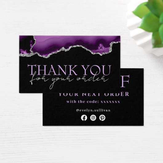 Paarse zilveragaat bedankt voor je creditcard visitekaartje (Bureau)