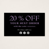 Paarse zilveragaat bedankt voor je creditcard visitekaartje (Achterkant)