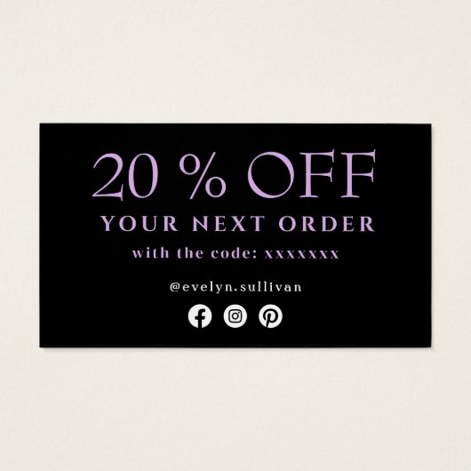 Paarse zilveragaat bedankt voor je creditcard visitekaartje (Achterkant)