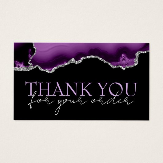 Paarse zilveragaat bedankt voor je creditcard visitekaartje (Voorkant)