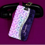 Paarse zilverappelmolen bagagelabel<br><div class="desc">rode en elegante girale huidvlekken met een aantrekkelijke faux glitter in roze paarse zilverkleurige kleuren om een schattig, uniek, korrelig hoesje te creëer om uw apparaat te beschermen. Mooie, moderne en koele cover voor de trendbarige en kunstliefhebbende heuptrendsetter. Dit stijlvolle, mooie ontwerp zou geweldig zijn voor meisjes die genieten van...</div>