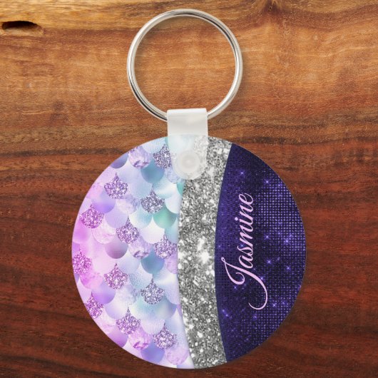 Paarse zilverappelmolen sleutelhanger (Voorkant)