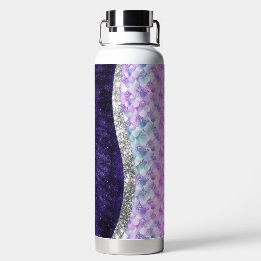 Paarse zilverappelmolen waterfles (Achterkant)