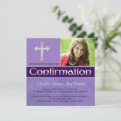 Paarse, Zilverbevestiging Foto uitnodigen Kaart (Staand voorkant)