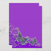 Paarse zilverblauwe vlinder kaart (Voorkant / Achterkant)