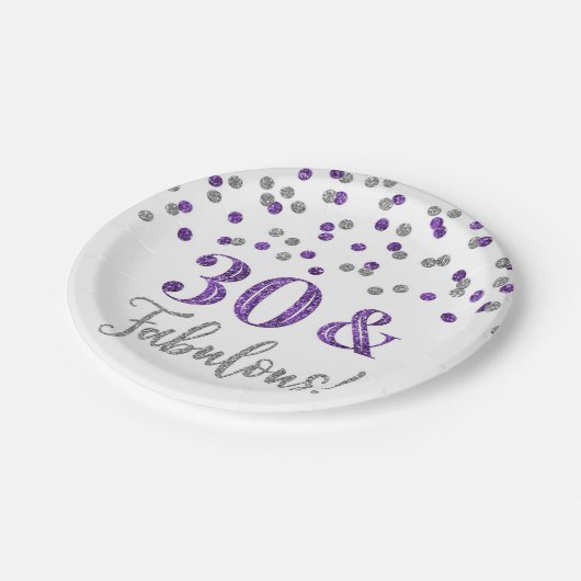 Paarse zilverConfetti 30 en Fabulous Papieren Bordje (Gekanteld)