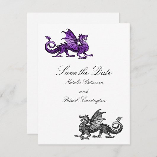 Paarse Zilverdraak sparen het Briefkaart van de Da (Voorkant / Achterkant)