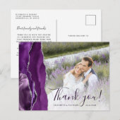 Paarse Zilveren Agaat Aangepaste Foto Bedankt Briefkaart (Voorkant / Achterkant)