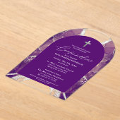 Paarse zilveren agaat bevestiging modern acryl uitnodigingen (Laagn)