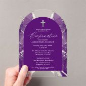 Paarse zilveren agaat bevestiging modern acryl uitnodigingen (Insitu (Draagbaar))