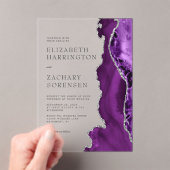 Paarse zilveren agaat bruiloft acryl uitnodigingen (Insitu (Draagbaar))