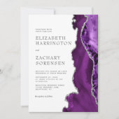 Paarse zilveren agaat bruiloft kaart (Voorkant)