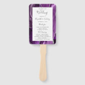 Paarse zilveren agaat bruiloft programma handwaaier (Voorkant)