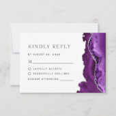 Paarse zilveren agaat bruiloft RSVP kaartje (Voorkant)