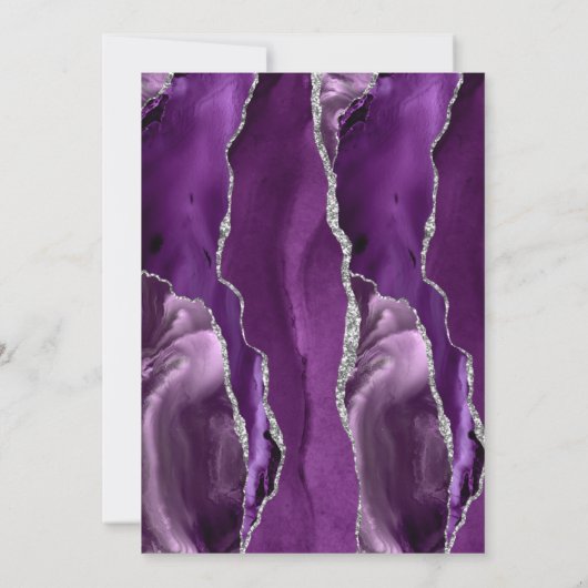 Paarse zilveren agaat Dark 50th Birthday Party Kaart (Achterkant)