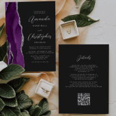 Paarse zilveren agaat Dark QR Code Wedding Kaart