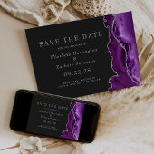 Paarse zilveren agaat Dark Save the Date Kaart