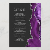 Paarse Zilveren Agaat Donkere Bruiloft Menu (Voorkant)