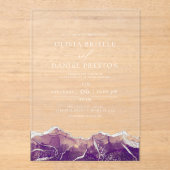 Paarse zilveren agaat Elegant Modern Wedding Acryl Uitnodigingen (Voorkant)