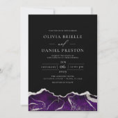 Paarse zilveren agaat Elegant Modern Wedding Kaart (Voorkant)